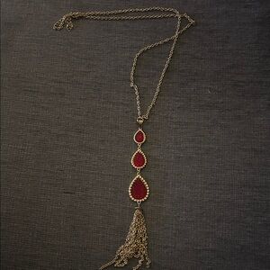 Elegant Gold and Red Pendant Necklace